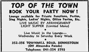 Top of the town bar advert 1975